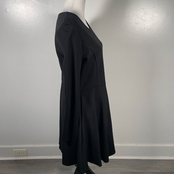Lulus Black Scoop Neck Long Sleeve Cinched Waist Flowy Fit & Flare Mini Dress XL - Picture 11 of 15